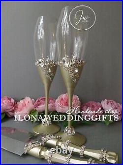 Swarovski Crystal Personalized Wedding Toast Glass Bling Sparkle Elegant Unique