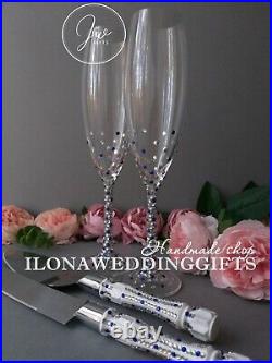 Swarovski Crystal Personalized Wedding Toast Glass Bling Sparkle Romantic Custom