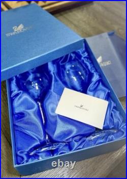 Swarovski Crystal Wine Glasses Set of 2 Elegant Stem Crystal Base Original Box