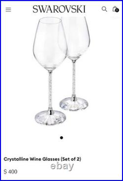 Swarovski Crystal Wine Glasses Set of 2 Elegant Stem Crystal Base Original Box