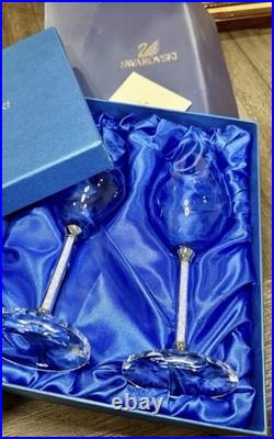 Swarovski Crystal Wine Glasses Set of 2 Elegant Stem Crystal Base Original Box