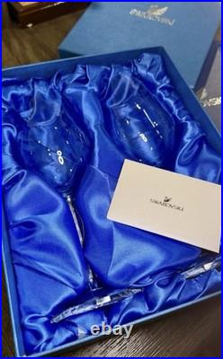Swarovski Crystal Wine Glasses Set of 2 Elegant Stem Crystal Base Original Box