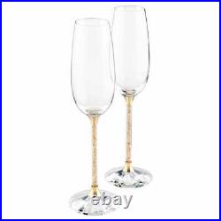 Swarovski Crystalline Toasting Champagne Flutes 5102143 Gold Toned Set of 2 NIB