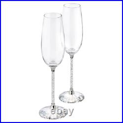 Swarovski Crystalline Toasting Flutes Set Of 2 Champagne Crystal Stem 255678 NIB