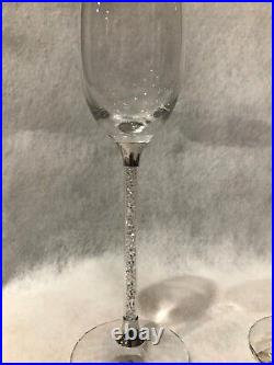 Swarovski Crystalline Toasting Flutes Set of 2 Silver Accents & Clear Crystals
