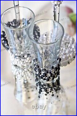 Swarovski Personalized Brilliant Wedding Bling Toast Glass Bride Groom Mr Mrs