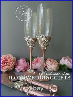 Swarovski Personalized Wedding Toast Glass Elegant Luxury Bling Sparkle Custom