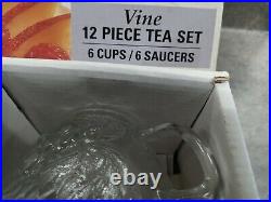 Tableworks Vine 12 Piece Crystal Glassware Tea Set / New Opened Box