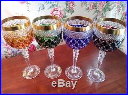 Tharaud Hanau Cased Crystal Wine/Goblet set of 4 four beautiful colors