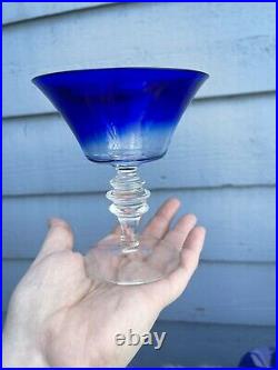 Theresienthal Stuart Blue Crystal Stemware Bar Blue To Clear Ombre Wine Dessert