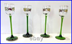 Theresienthal cordial wine glasses (4) Art Nouveau, Hand Blown Grape Leaf