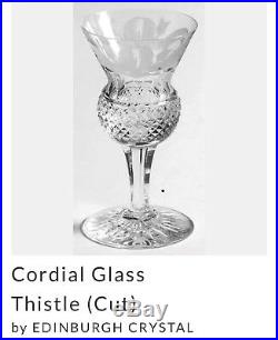 Thistle Crystal Decanter set with five cordial glasses by Edinburgh Crystal