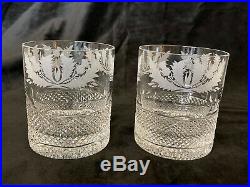 Thistle Cut Double Old Fashioned Crystal Glass Made in Edinburgh Set of 2