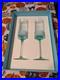 Tiffany & Co Blue 10-inch Diamond Point Champagne Flute Set of 2