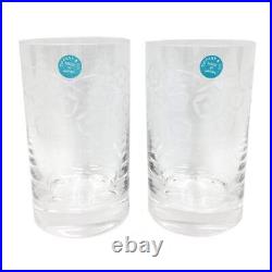 Tiffany & Co Crystal Clear Glass pair set tumblers diameter 6.5cm height 11.5cm