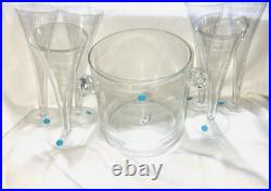 Tiffany & Co Crystal Glass Champagne Flute Set of 6 & Ice Bucket Hard To Find
