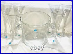 Tiffany & Co Crystal Glass Champagne Flute Set of 6 & Ice Bucket Hard To Find