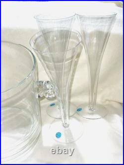Tiffany & Co Crystal Glass Champagne Flute Set of 6 & Ice Bucket Hard To Find