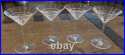 Tiffany & Co Crystal Plaid Martini Glasses (Set of 4) Made In Hungary 7 Tall