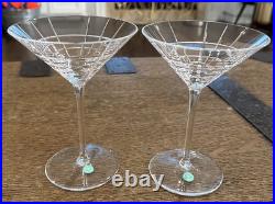 Tiffany & Co Crystal Plaid Martini Glasses (Set of 4) Made In Hungary 7 Tall