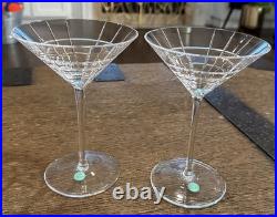 Tiffany & Co Crystal Plaid Martini Glasses (Set of 4) Made In Hungary 7 Tall