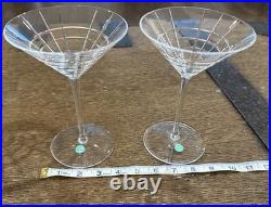 Tiffany & Co Crystal Plaid Martini Glasses (Set of 4) Made In Hungary 7 Tall