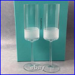 Tiffany & Co Diamond Point Champagne Flutes Set of 2, Rare & Retired