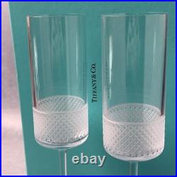 Tiffany & Co Diamond Point Champagne Flutes Set of 2, Rare & Retired