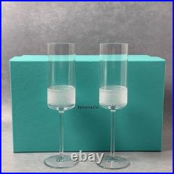 Tiffany & Co Diamond Point Champagne Flutes Set of 2, Rare & Retired