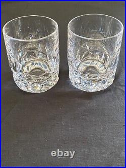 Tiffany & Co. Rock Cut Double Old Fashioned Glasses Set of 2 Signed