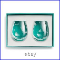 Tiffany & Co. Sold Out Pair of Crystal Glasses Butterfly Pattern Limited Rare