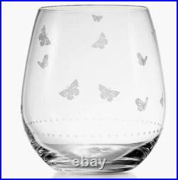 Tiffany & Co. Sold Out Pair of Crystal Glasses with Butterfly Pattern Rare Japan