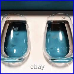 Tiffany & Co. Sold Out Pair of Crystal Glasses with Butterfly Pattern Rare used