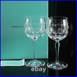 Tiffany Wine Glass Set of 2 Crystal Clear Drinkware Glassware with Box