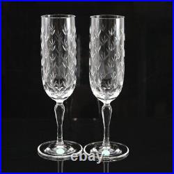 Tiffany and Co. Champagne Glass Set of 2 Crystal Clear Glassware Authentic