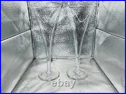 Tiffany co crystal Champagn Glasses Flutes Flat Panel Design Cuts Set Of 2