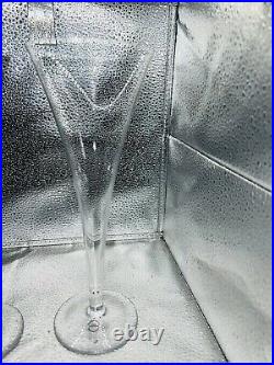 Tiffany co crystal Champagn Glasses Flutes Flat Panel Design Cuts Set Of 2