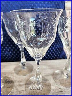 Tiffin Franciscan 1950's Delys Cut Crystal Wine Glasses Goblets Optic Set of 6