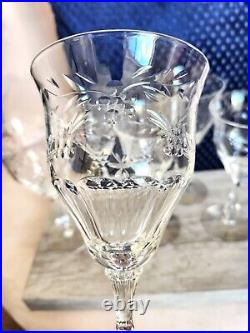 Tiffin Franciscan 1950's Delys Cut Crystal Wine Glasses Goblets Optic Set of 6