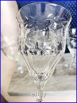 Tiffin Franciscan 1950's Delys Cut Crystal Wine Glasses Goblets Optic Set of 6