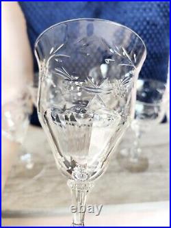 Tiffin Franciscan 1950's Delys Cut Crystal Wine Glasses Goblets Optic Set of 6