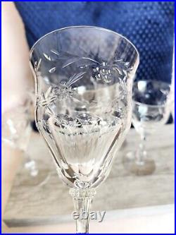 Tiffin Franciscan 1950's Delys Cut Crystal Wine Glasses Goblets Optic Set of 6