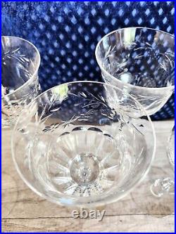 Tiffin Franciscan 1950's Delys Cut Crystal Wine Glasses Goblets Optic Set of 6