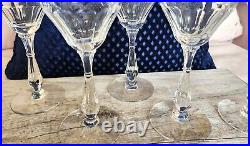 Tiffin Franciscan 1950's Delys Cut Crystal Wine Glasses Goblets Optic Set of 6