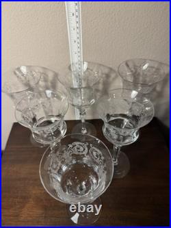 Tiffin Franciscan Crystal Etched Water Gobblet 8in Tall Set Of 6
