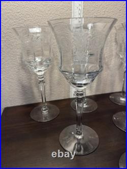 Tiffin Franciscan Crystal Etched Water Gobblet 8in Tall Set Of 6