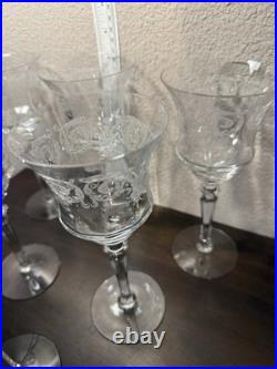 Tiffin Franciscan Crystal Etched Water Gobblet 8in Tall Set Of 6