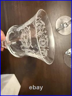 Tiffin Franciscan Crystal Etched Water Gobblet 8in Tall Set Of 6