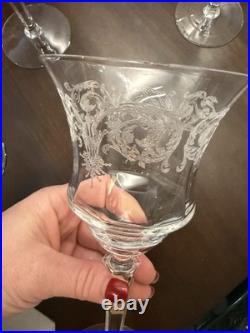 Tiffin Franciscan Crystal Etched Water Gobblet 8in Tall Set Of 6