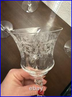 Tiffin Franciscan Crystal Etched Water Gobblet 8in Tall Set Of 6